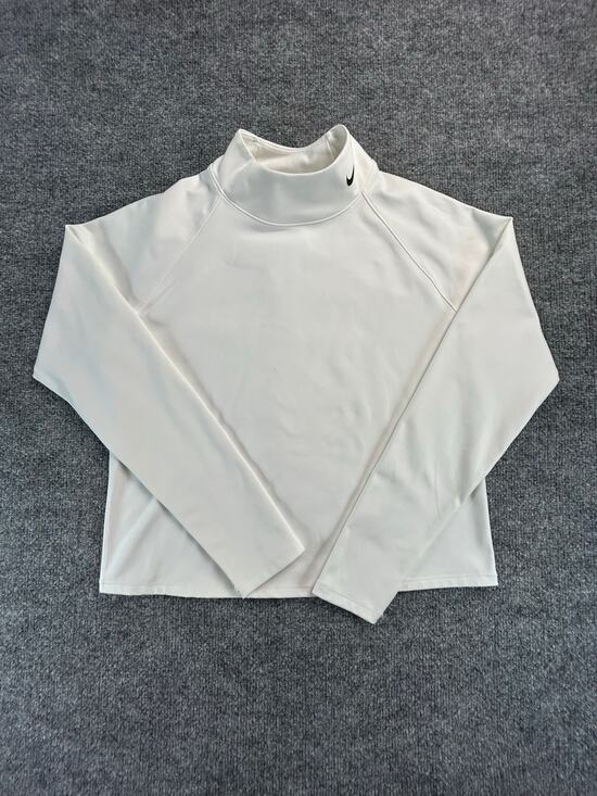 Nike Tops - Nike Pro Dri-FIT Mock Neck Crop Top WMS XL White Long Sleeve Compression Shirt